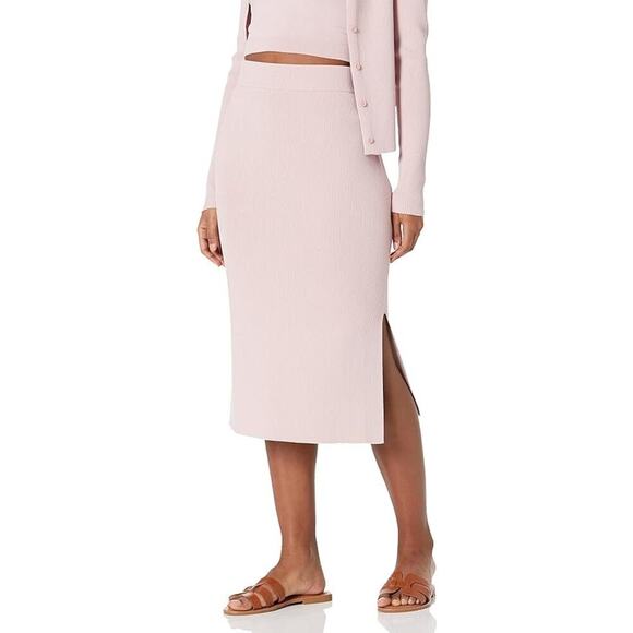 NWT The Drop Pink Side-Slit Ribbed Midi Skirt Size XXL‎ Stretch Comfort Feminine - Picture 1 of 7